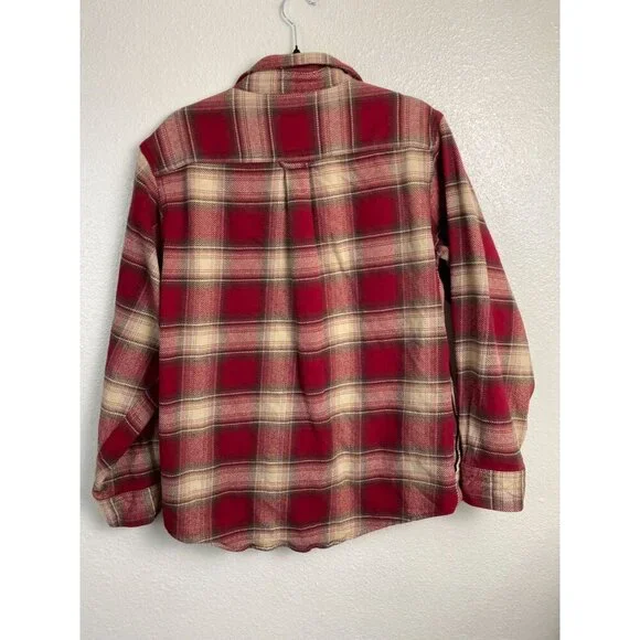 Orvis Heavyweight Flannel Shirt Jacket Red Plaid Shacket Men size Large Pockets - Picture 2 of 12